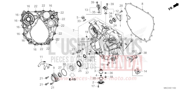 REAR CRANKCASE for Gold Wing CANDY ARDENT RED (R367B) from 2021